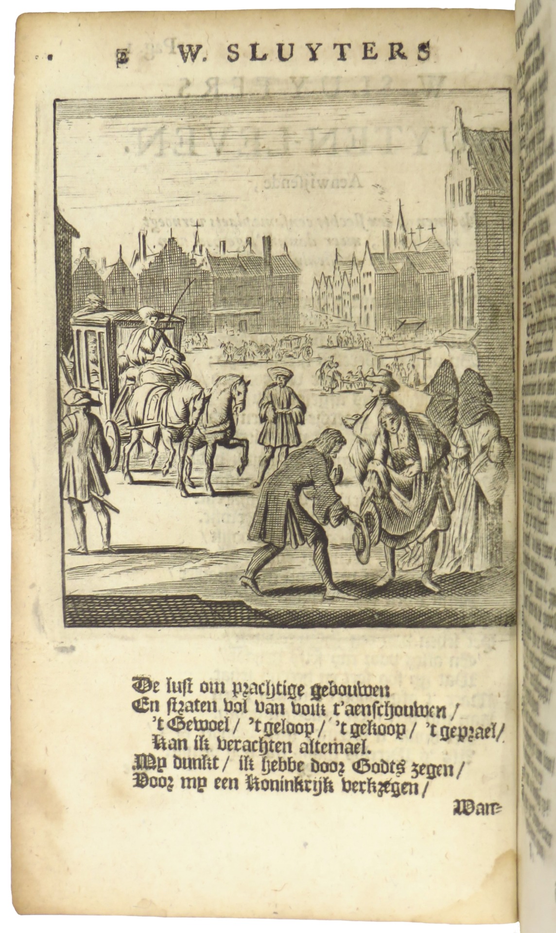 Al de Werken: W. Sluyters Buyten- Eensaem Huys- Somer- en Winter-Leven. Aenwijsende, Hoe men op een slechte en eensame plaets, buyten op 't Lant vergenoegt mag leven, meer dan in 't gewoel van groote aensienlijke Steden. Verçiert met eenige figueren, en vermeerdert met 43 bygevoegde Gesangen, van den selven Autheur, op dese stoffe en inhoudt passende. De achtsten Druk. WAARBIJ: Eybergsche Sang-Lust,mitsgaders Vreugd-en Liefde-Sangen. WAARBIJ: Gezangen van Heilige en Godvruchtige stoffe, den achtsten druk. WAARBIJ: Psalmen, Lofsangen ende Geestelyke Liedekens....vermeerdert met het Hooge-Lied Salomons / Jeremia's Klaeg-Liederen / Lof der Heilige Maegd Maria, en Triumpheerende Christus. WAARBIJ: W. Sluyters Vreugd- en Liefde-sangen. WAARBIJ: Christelyke Doods-Betrachting, den achtsten druk 1731 Gijsb.de Groot, Bestaende in verscheide Sterf-Gesangen,en Doods-Echtscheidinge en W.Sluiters Lyk-Reden. - Afbeelding 5