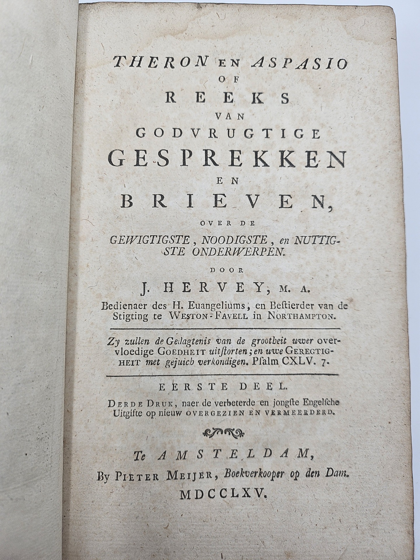 Theron en Aspasio of Reeks van Godvrugtige Gesprekken en Brieven, over de Gewigtigste, Noodigste, en Nuttigste Inderwerpen. - Imagen 3
