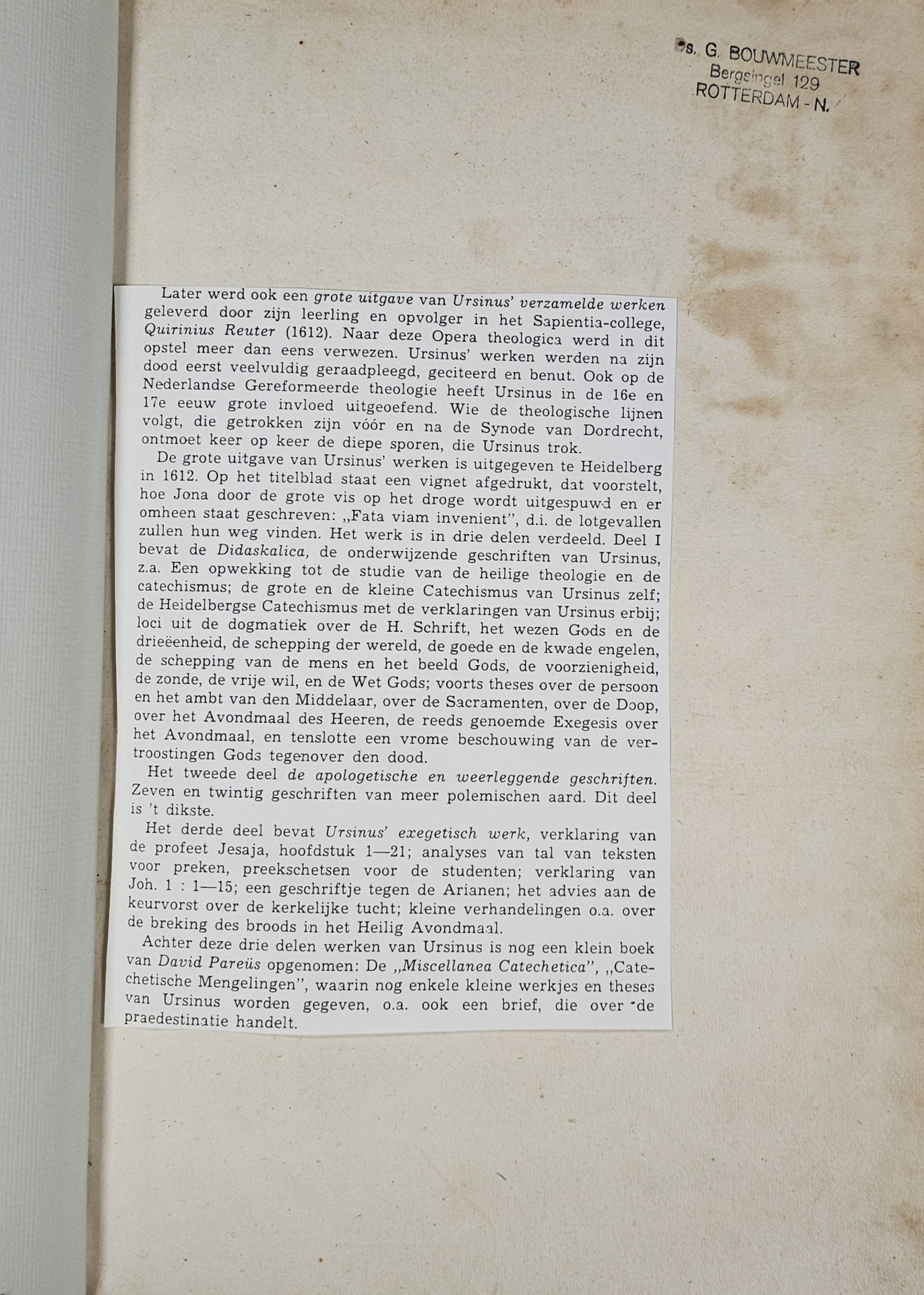 A complete set of the collected theological works of Zacharias Ursinus - Afbeelding 4