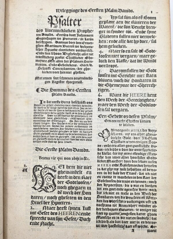 A rare Dutch edition of Bugenhagen's Latin Psalter with Bucer’s German translation and commentary. - Afbeelding 5