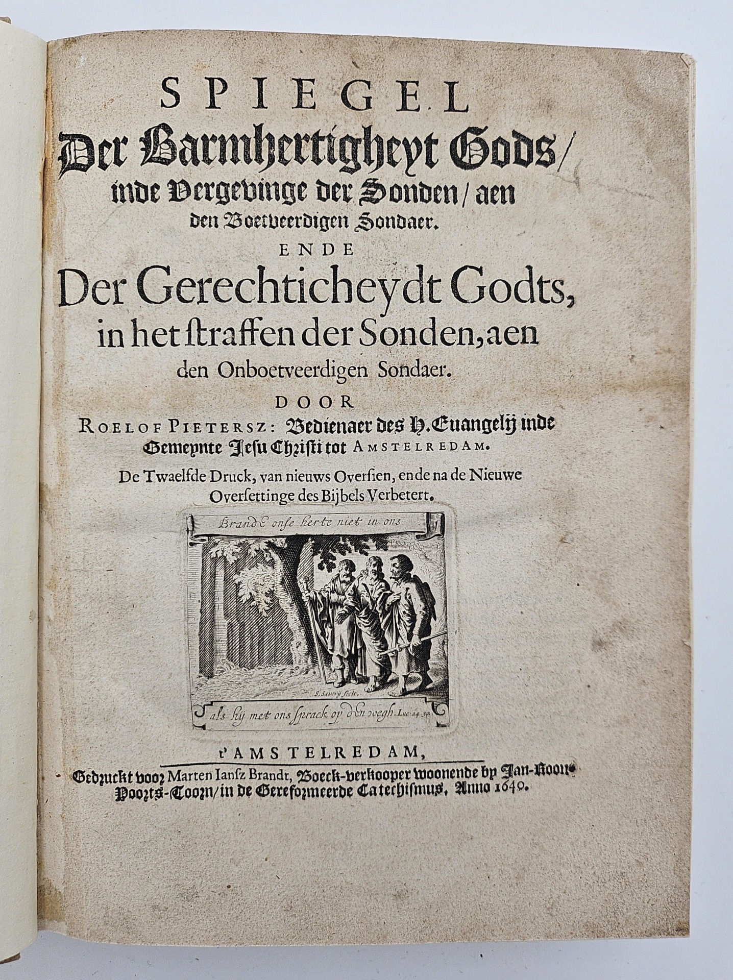 Spiegel Der Barmhertigheyt Gods, inde Vergevinge der Sonden, aen den Boetveerdigen Sondaer. Ende Der Gerechticheydt Godts, in het straffen der Sonden, aen den Onboetveerdigen Sondaer. De Twaelfde Druck, van nieuws Oversien, ende na de Nieuwe Oversettinge des Bijbels Verbetert. WAARBIJ: Scherm en Schildt der Kinderen Godes, Voor-gestelt in Geestelicke Meditatien, Over den Een-ende-tnegentighsten Psalm. De sesde druck, van nieuws oversien ende verbetert nae de Nieuwe Oversettinge des Bybels. - 图片 3