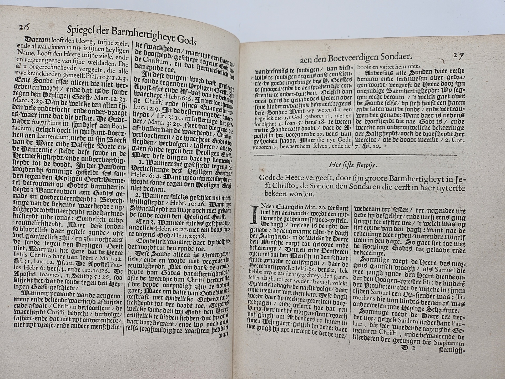 Spiegel Der Barmhertigheyt Gods, inde Vergevinge der Sonden, aen den Boetveerdigen Sondaer. Ende Der Gerechticheydt Godts, in het straffen der Sonden, aen den Onboetveerdigen Sondaer. De Twaelfde Druck, van nieuws Oversien, ende na de Nieuwe Oversettinge des Bijbels Verbetert. WAARBIJ: Scherm en Schildt der Kinderen Godes, Voor-gestelt in Geestelicke Meditatien, Over den Een-ende-tnegentighsten Psalm. De sesde druck, van nieuws oversien ende verbetert nae de Nieuwe Oversettinge des Bybels. - 图片 4